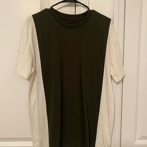 OAK + FORT Olive Green & White Two-Tone Crew Tee